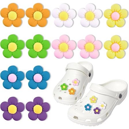Sko Charms Crocs, 14 stk. Blomstersko Charms til Clog Sandaler Sko, Croc Charms til Børn og Voksne,