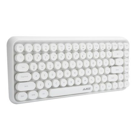 Ajazz Trådlöst Tangentbord Bluetooth 84 Tangenter Retro Runda Tangentlock Spelkontortillbehör 308II Elfenbensvitt