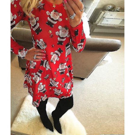 Julekjole til kvinder, festkjole, julekjole, julemand, svingende minikjole, snemand - L