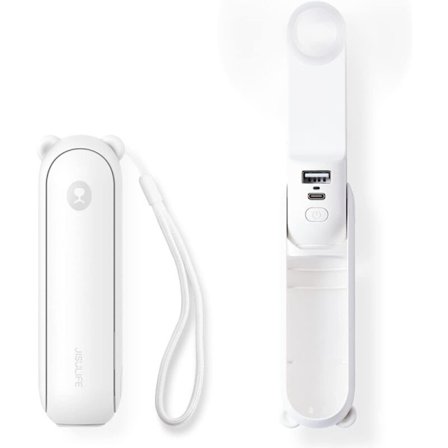 Mini Portabel Handhållen Fläkt 3 i 1 Uppladdningsbar Batteridriven Fläkt med Powerbank - Vit