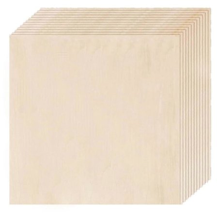 Balsatreplater 12-pakning, 12x12x1/8 tommer kryssfinerplater, 3 mm balsatre for laserskjæring, lasergravering
