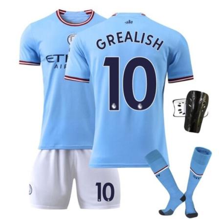 Man City GREALISH Fotbollssats Strip träningsoverall fotbollströja 3-delad träningsdräkt blue L