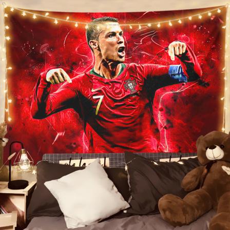 Cr #17 Ronaldo Affisch Hängande tyg Fotbollsklubb Dekorativ bakgrund Hemtapet Storlek 150*130 cm