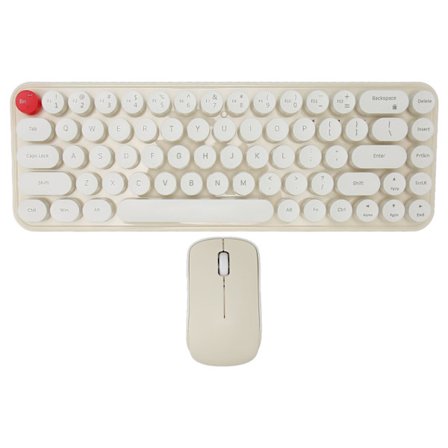 Trådlösa tangentbord och muskombinationer 68 tangenter 2,4 GHz Retro skrivmaskinstangentbord Optisk mus för bärbar dator Beige