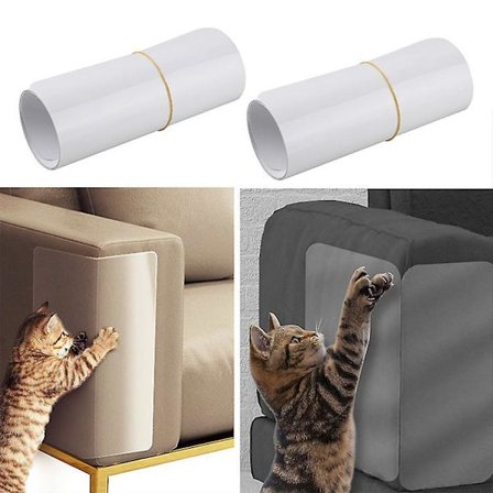 Itsekiinnittyvät lemmikkieläinten kynsiensuojat, 4 kpl läpinäkyvää naarmuuntumisenestoa sohvasuojaa (15x44cm)