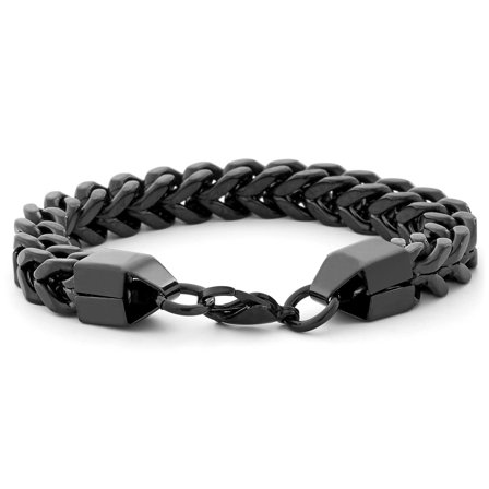 Robusto bracciale nero a catena per uomini - Bracciali in acciaio