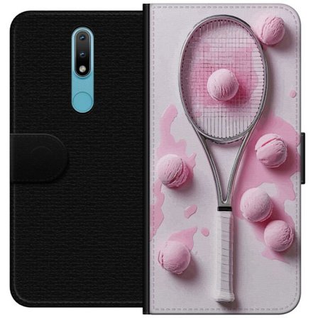 Kompatibel Tegnebogsetui til Nokia Nokia 2.4 Rosa glaskugler og tennisketsjer i et kreativt stillbillede med legende popfølelse og moderne design, de