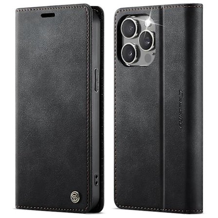 Yhteensopiva iPhone 15 Pro -kotelon kanssa CASEME 033 -sarja RFID-lompakkoteline Vasikannahkakuvioinen nahkainen puhelinkotelo [DB]