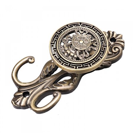 Gardinstangskroker i sinklegering, vintage gardinholdere, 2 stk.