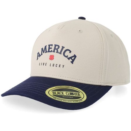 Black Clover - Beige adjustable Keps - Land Of The Free 1 Hat Natural/Navy A-Frame Adjustable @ Hatstore