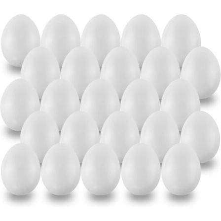 1 plastägg 6 cm 25 stycken för pyssel och dekoration på påsk, vit