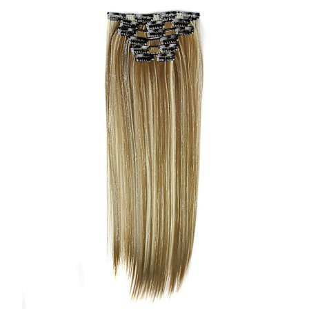 6 stk. Fuldhoved Naturlige Kvinder 16 Clips Syntetiske Lige Hår Extensions