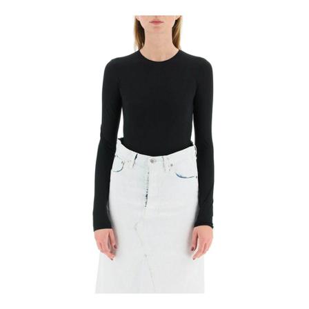 Maison Margiela, Long Sleeve Tops Zwart, Dames, Maat:XS,lycra