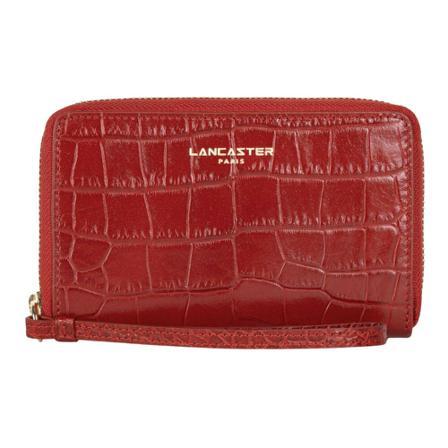 Lancaster Zippe portfolio around Exotic Croco , Rood , Dames , Maat: ONE Size Portefeuilles