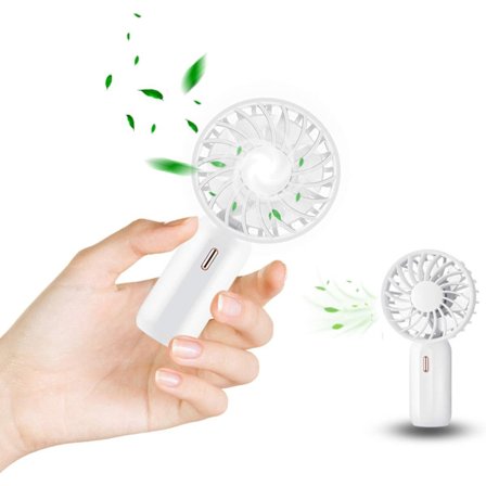 Mini USB-fläkt, bordsfläkt med 3 justerbara hastigheter, USB-fickfläkt, uppladdningsbar, idealisk för sömn, kontor, resor, etc. (Vit)