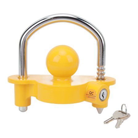 Kullas Dragkrok Lås Justerbart Kraftigt Stål 1-7/8 Tum till 2 Tum 2-5/16 Tum Koppling med 2 Nycklar Gul