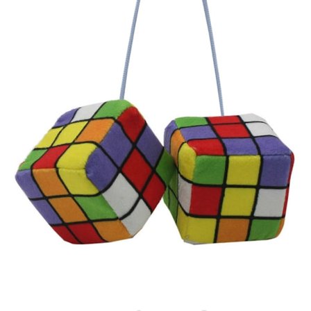 Plys Cube Bil Vedhæng med Snor Vintage Charm Bakspejl Hængende Dekoration Blød Fuzzy Cube Bil Interiør Hjemmeindretning