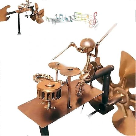 Metallinen Rumpali Tuulimylly, Vintage Figuriini Spinneri Tuulimylly Puutarhakoriste Patiolle ja Puutarhaan, Ainutlaatuisia Lahjoja A[CO]