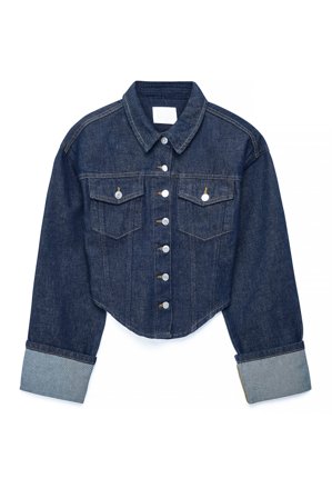 Naomi Anwer x NA-KD - Kort denimjakke med asymmetrisk kant - Jeansjakker - Blå - EU 40