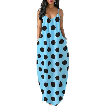 Boho Kvinnor Klänning Sexig Sling V-neck Ärmlös Maxi Lång Sundres