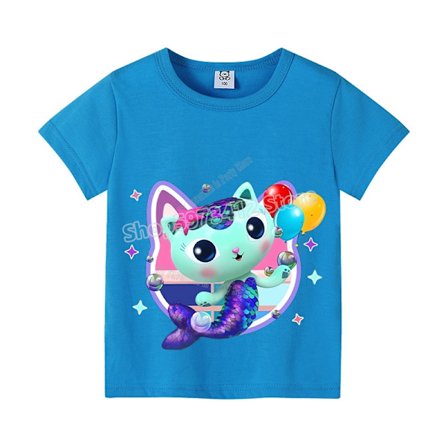 Uusi Gabby Dollhouse Kids T-paita Kesä Lasten Puuvilla Lyhythihainen Top Anime Fashion Kawaii Vauvan T-paidat Tytöille Vapaa-ajan vaatteet Lahja