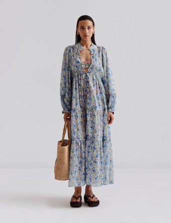 Malina Alouette Flowy Beach Kaftan Dress - Multi/patterned - S/M