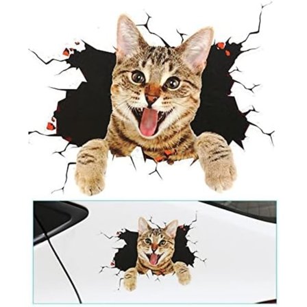 (18×25×c0.1m)Katt Klistremerker 3D Bil Klistremerker Søte Katt Klistremerker Dyretema Veggklistremerker Bil Klistremerker Bil Sprekker Bil 