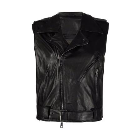Giorgio Brato, Long Leather Gilet Zwart, Dames, Maat:M