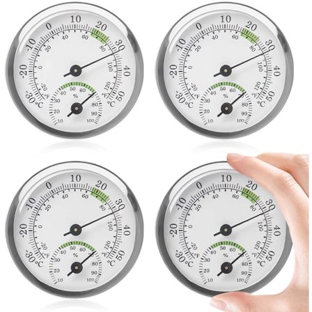 ING Fire-delt termometer og hygrometer batterifri 58 mm presisjon for klimakontroll i hagen, drivhuset og bilen