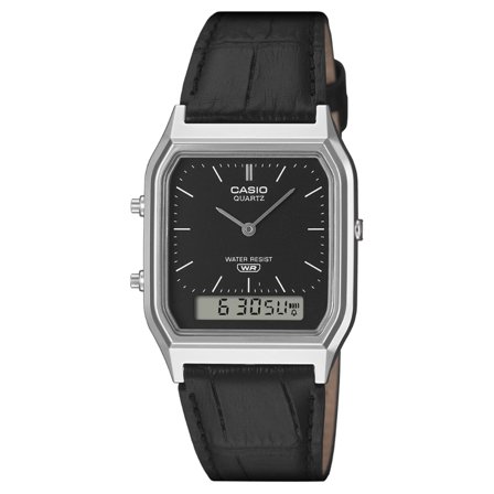 Casio Vintage AQ-230EL-1AEF Zegarek Ana-Digi w srebrnym odcieniu z paskiem z żywicy i skóry dla mężczyzn - Zegarki cyfrowe