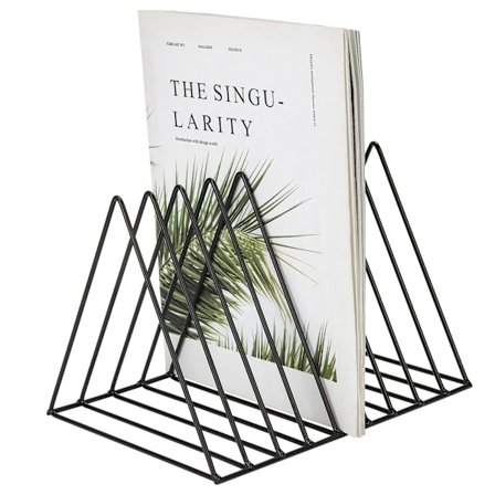 Magasinholder i metall - Trekantet magasin- og avisstativ med 9 spor for hjem, bokhylle, bad