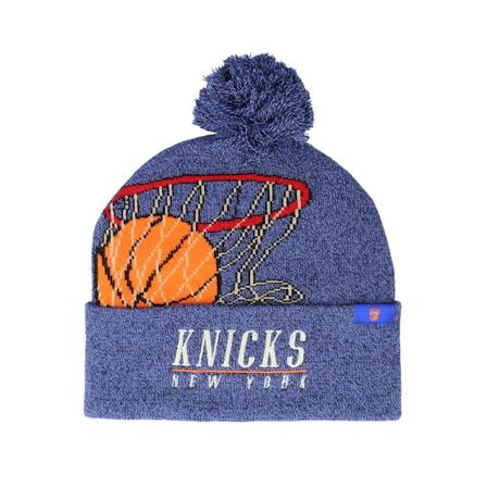 Mitchell & Ness - New York Knicks Freethrow Knit HWC Royal Pom Pom Blue Beanie - NBA @ Hatstore