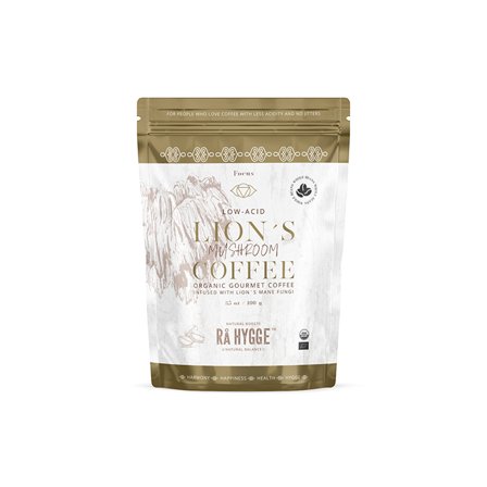 Rå Hygge Lavsyrlig Lion's Mane spesialkaffe hele bønner ØKO 227g