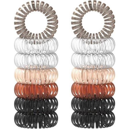 Flerfargede hårstrikker uten bretter, telefonkabel-hårstrikker, ingen skade, vanntette spiral-ponnihaleholdere, hårstrikker for kvinner og jenter, 12 