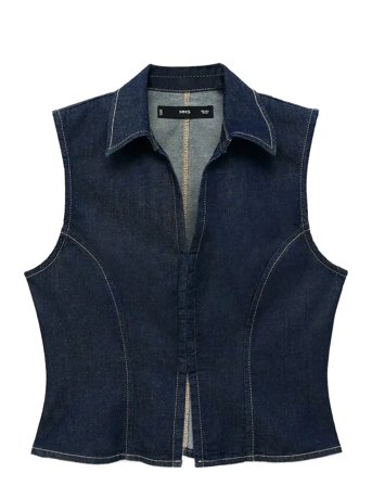 Mango | Denim Top With Contrast Stitching | L