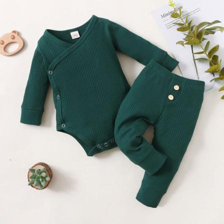 2 St Baby Flickor Pojkar Nyfödda Enfärgade Outfits Toddler Lång