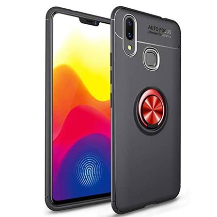 Samsung Galaxy A40 - Skyddande (EPIC) Skal med RInghållare Svart/Röd