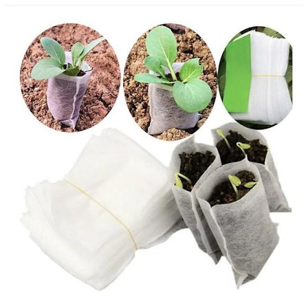 500 stk. planteposer i non-woven stof, bionedbrydelige planteposer i non-woven stof til planter, frøplanter, dyrkningsposer til tomater, blomster - 