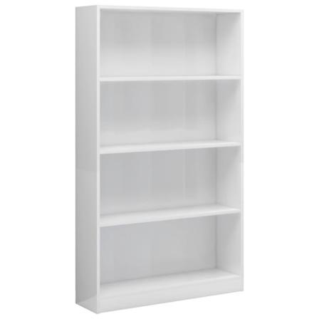 Vidaxl Bokhylla 4 Hyllor Vit Högglans 80x24x142 Cm Konstruerat T Vit