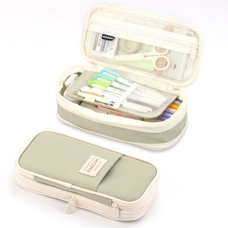 Penneveske med stor kapasitet, pennepung, holder, skuff for jenter, kontor, student, skrivesaker, organizer, skoleutstyr 597 Grønn