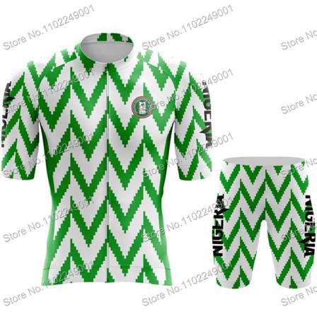Nigeria Cykelkläder Sommar Cykling Kortärmade Jersey Set Herr Road Bike Shirt Kostym Cykel Bib Shorts MTB Sportswear 3 S