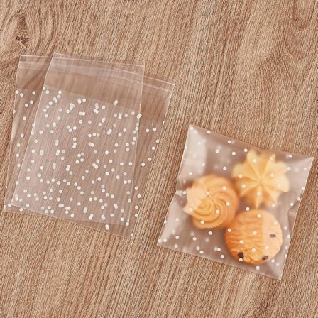 100 stk. Cookieposer Selvklæbende Klare Plastik Cellofan Godteposer til Slik Kageindpakning Julefest Gaveuddeling