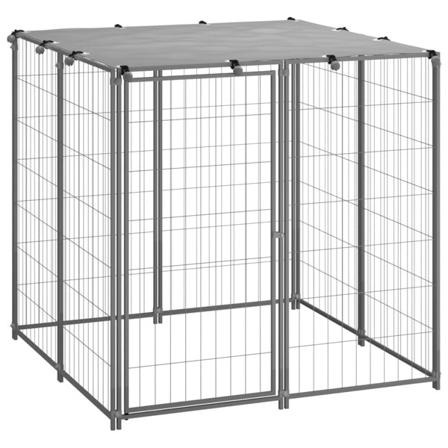 vidaXL Hundgård silver 110x110x110 cm stål Silver