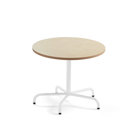 Tisch PLURAL, Ø 900x720 mm, Linoleumplatte, beige, weiß
