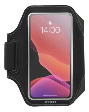 STREETZ Sport armband, reflective, fits up to most 6.5", thin, black
