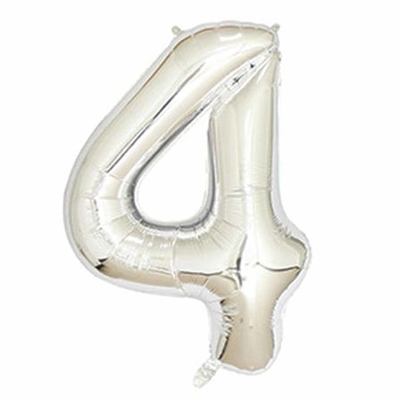 Big nummer ballon i sølv til fødselsdagsfest 102cm - 4