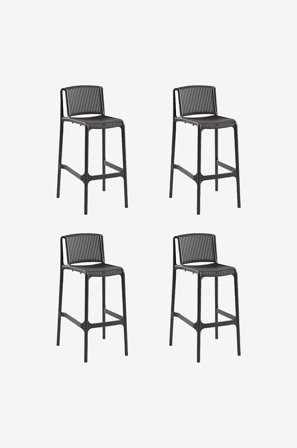 Hanah Home - Baarijakkara setti (4 kpl) - Nes Bar - Harmaa - Baarituolit - - Homeroom