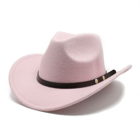 Amerikansk Western Cowboy Hat Filt Hat Til Mænd Og Kvinder Ridehat Rullet Skygge Imitation Uld Jazz Hat Cowboy Hat Pink
