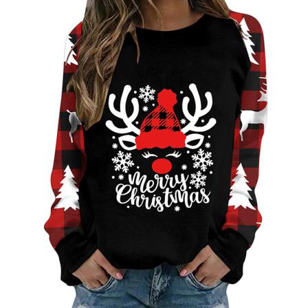 Printed Tröja För Kvinnor Med Brevtryckt Jultröja