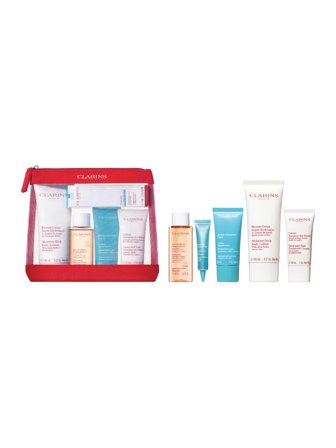 Clarins Travel Sets Head-To-Toe Moisturizing Essentials Set cont.: Moisture-Rich Body Lotion 100 ml + Cleansing Micellar Water 50 ml + Hydra-Essentiel
